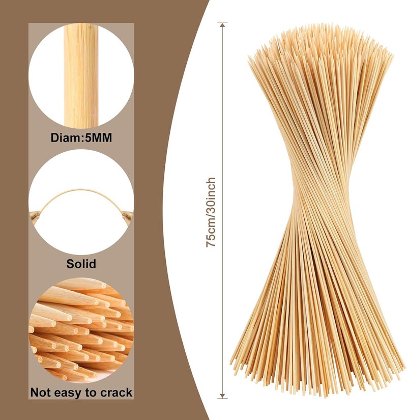 VWINDESK 150 Pack Marshmallow Roasting Sticks, 30 Inch Smores Stick Extra Long for Fire Pit, 5mm Thick Bamboo Barbecue Skewers Outdoor for BBQ Kabob Grilling, Campfire, Hotdog, Plant Support - Image 2